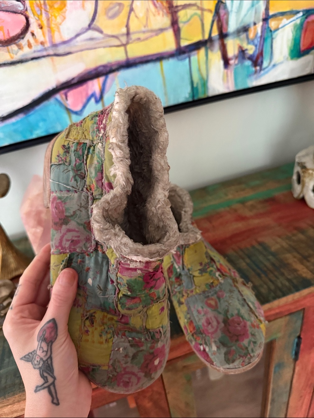 Magnolia Pearl Quilted Floral furry Lined Ankle Booties - Picture 5 of 5